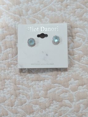 Eliot Danori Crystal Halo Stud Earrings Blue & Silver